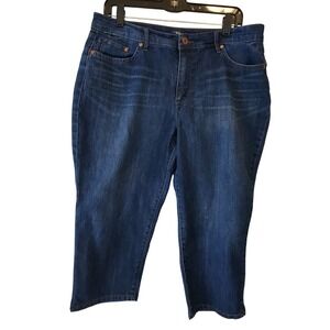 Great Northwest Indigo Womens Side Slit Capri Jeans Dark Wash Blue Size 16